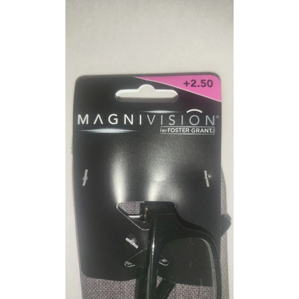 Magnivision by Foster Grant Reading Glasses Black With Case +2.50 New